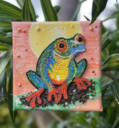 Frog Cartoon Bead Mosaic - Maria Laura Art