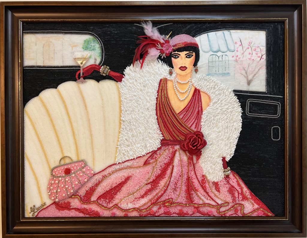 Art Deco "flapper" lady from the 20's made out of beads. Maria Laura Art