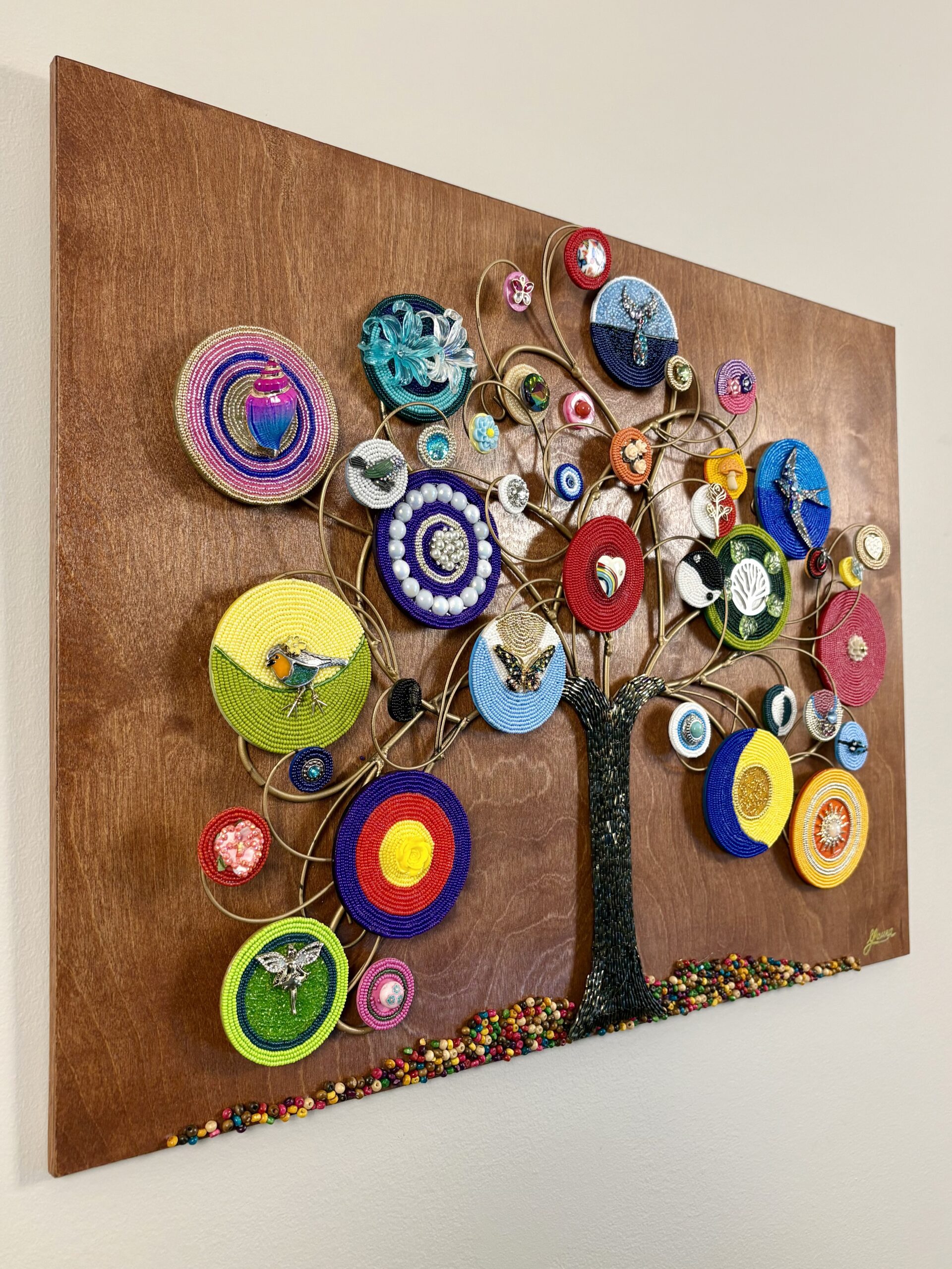 Connected - Contemporary Mixed Media Bead Mosaic - Maria Laura Art
