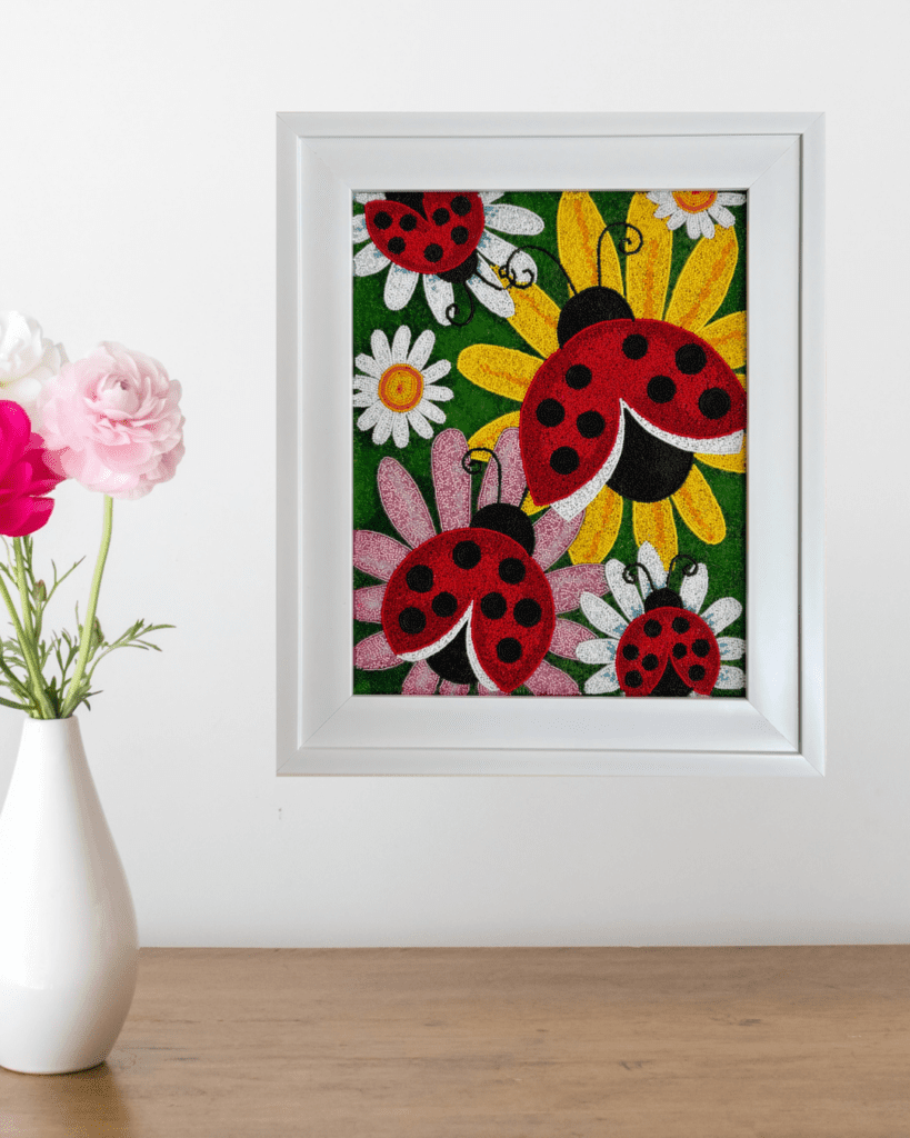 Ladybugs Garden - Bead Mosaic - Maria Laura Art
