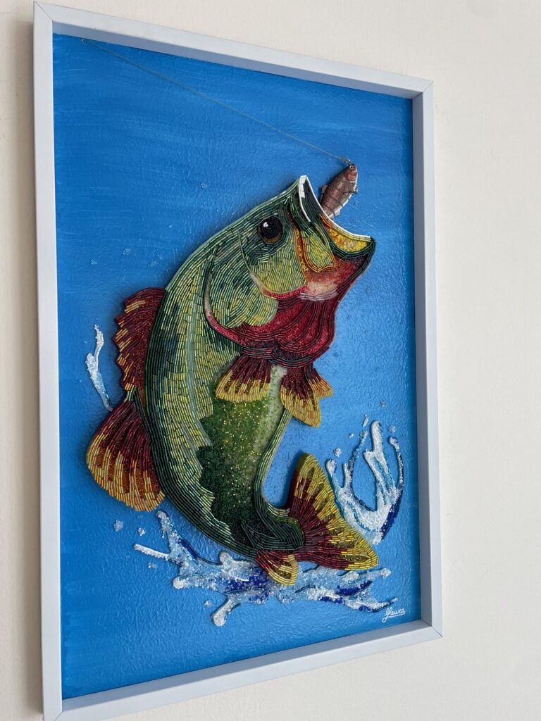 Airborne Striker - Bead Mosaic - Maria Laura Art