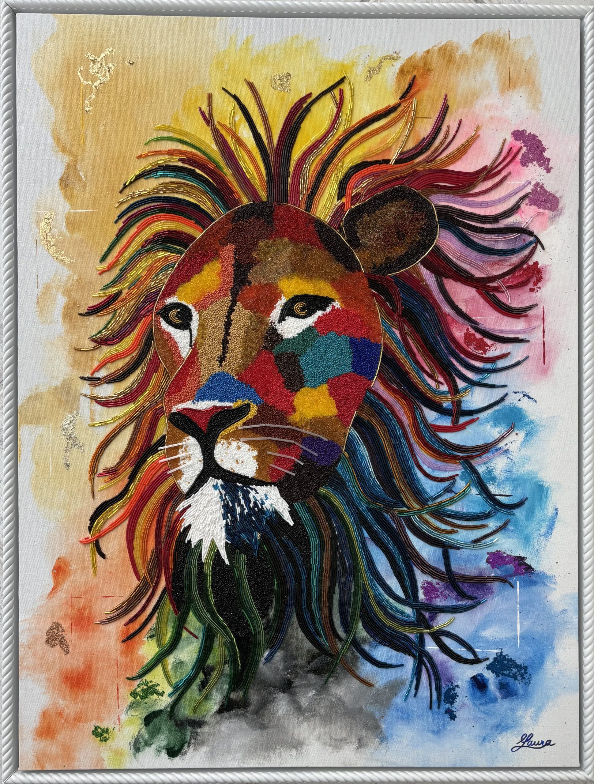 Silent King - Bead Mosaic - Maria Laura Art