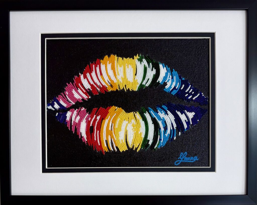 Kiss me in Color Bead Mosaic - Maria Laura Art