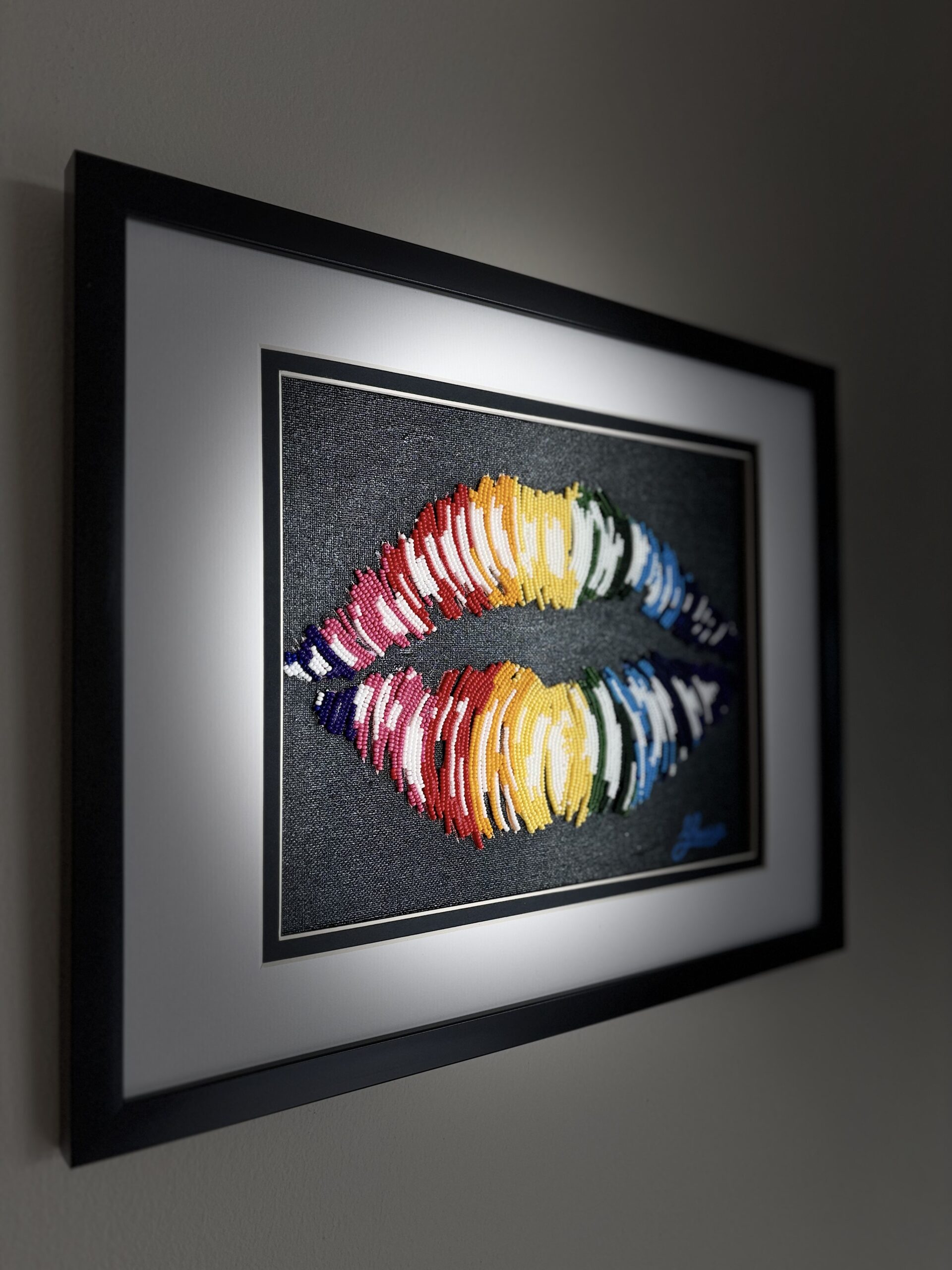 Kiss me in Color - Bead Mosaic - Maria Laura Art