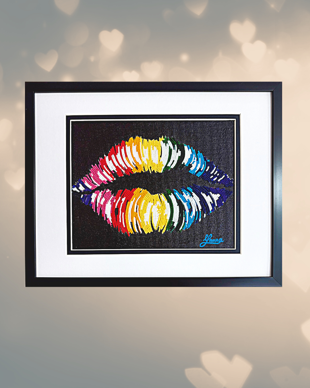 Kiss me in Color - Bead Mosaic - Maria Laura Art