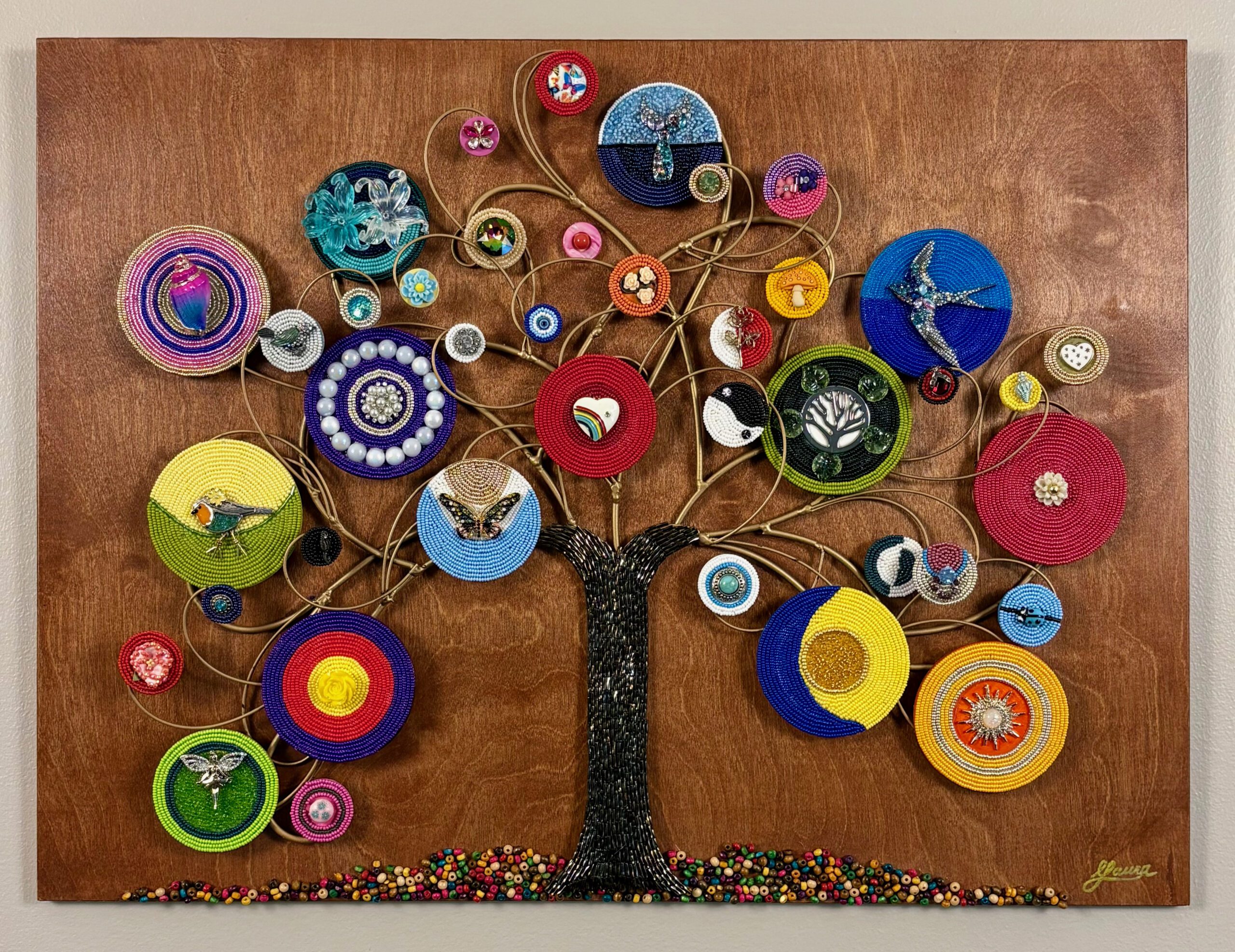 Connected — contemporary bead mosaic by Maria Laura Art