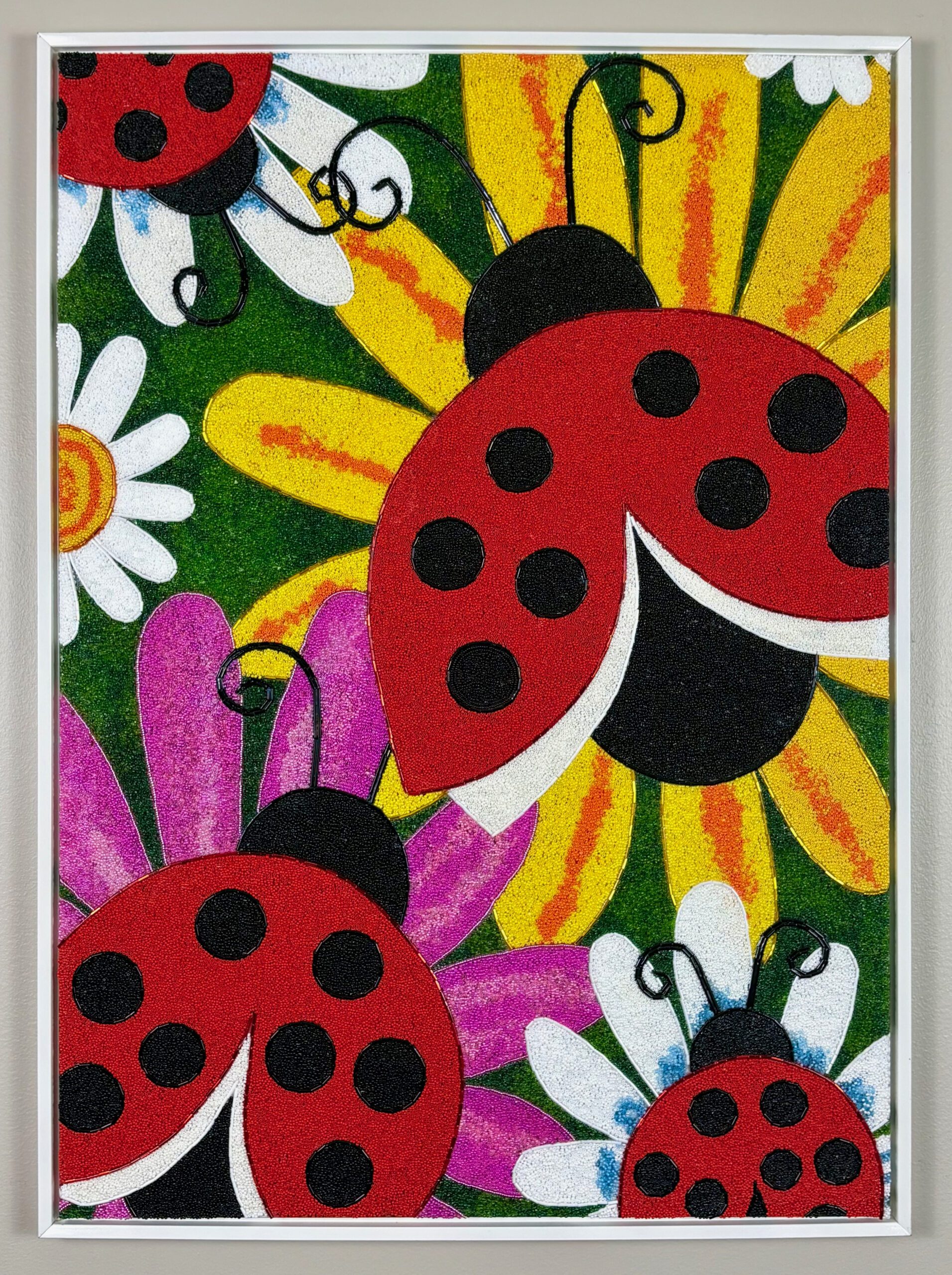 Guardians of the Garden — contemporary bead mosaic by Maria Laura Art