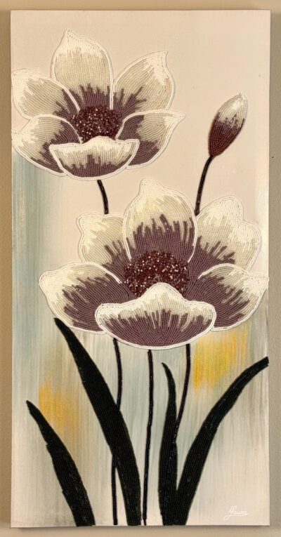 Ethereal Blossoms — contemporary bead mosaic flowers by Maria Laura Art