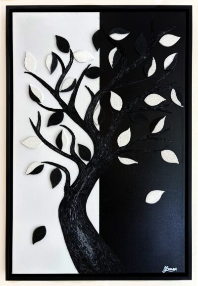 In Balance — contemporary bead mosaic of a tree by Maria Laura Art