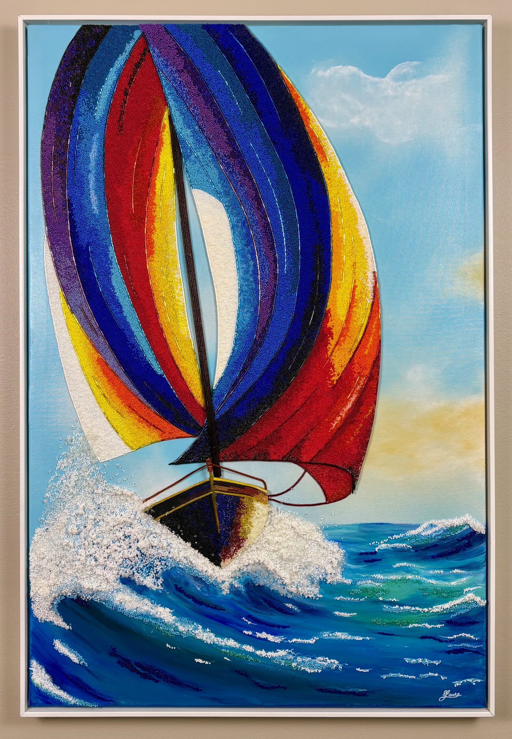 Odyssey — contemporary mixed media BEAD MOSAIC artwork by Maria Laura Art